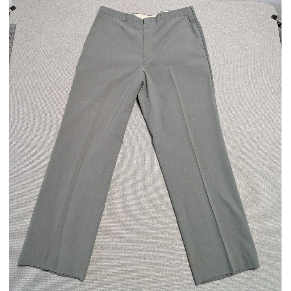 Calvin for Men Pants Men's Sage Green 34x32 Flat Front Dress Trousers Office